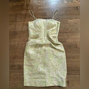 Chetta B Strapless Light Green Floral Dress